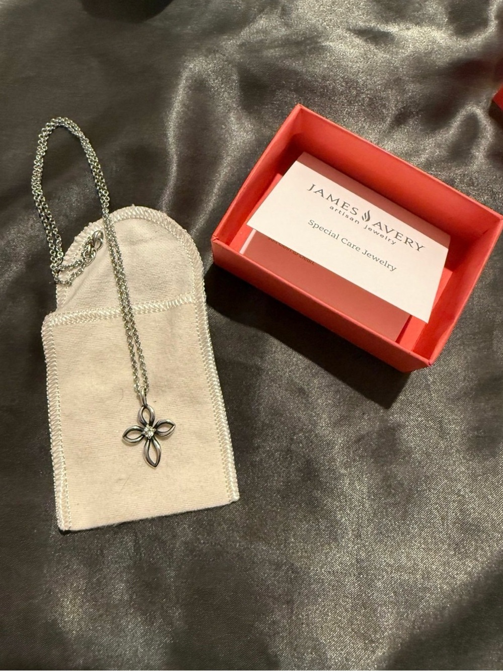 Silver James Avery necklace Avery remembrance cross April